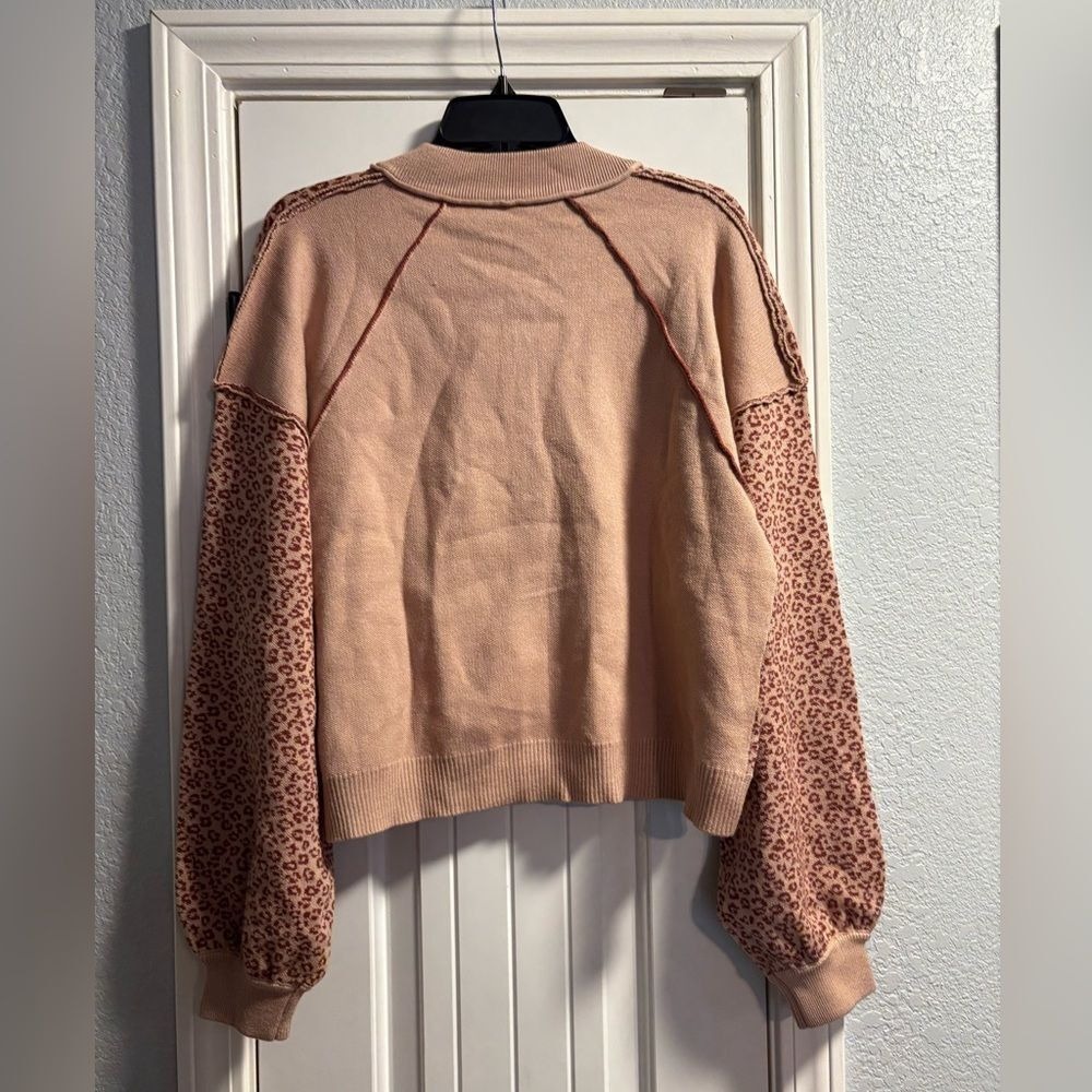 Women's Leopard‎ Print Button Cardigan FP Style Cozy Boho Jacket Large - Picture 5 of 5